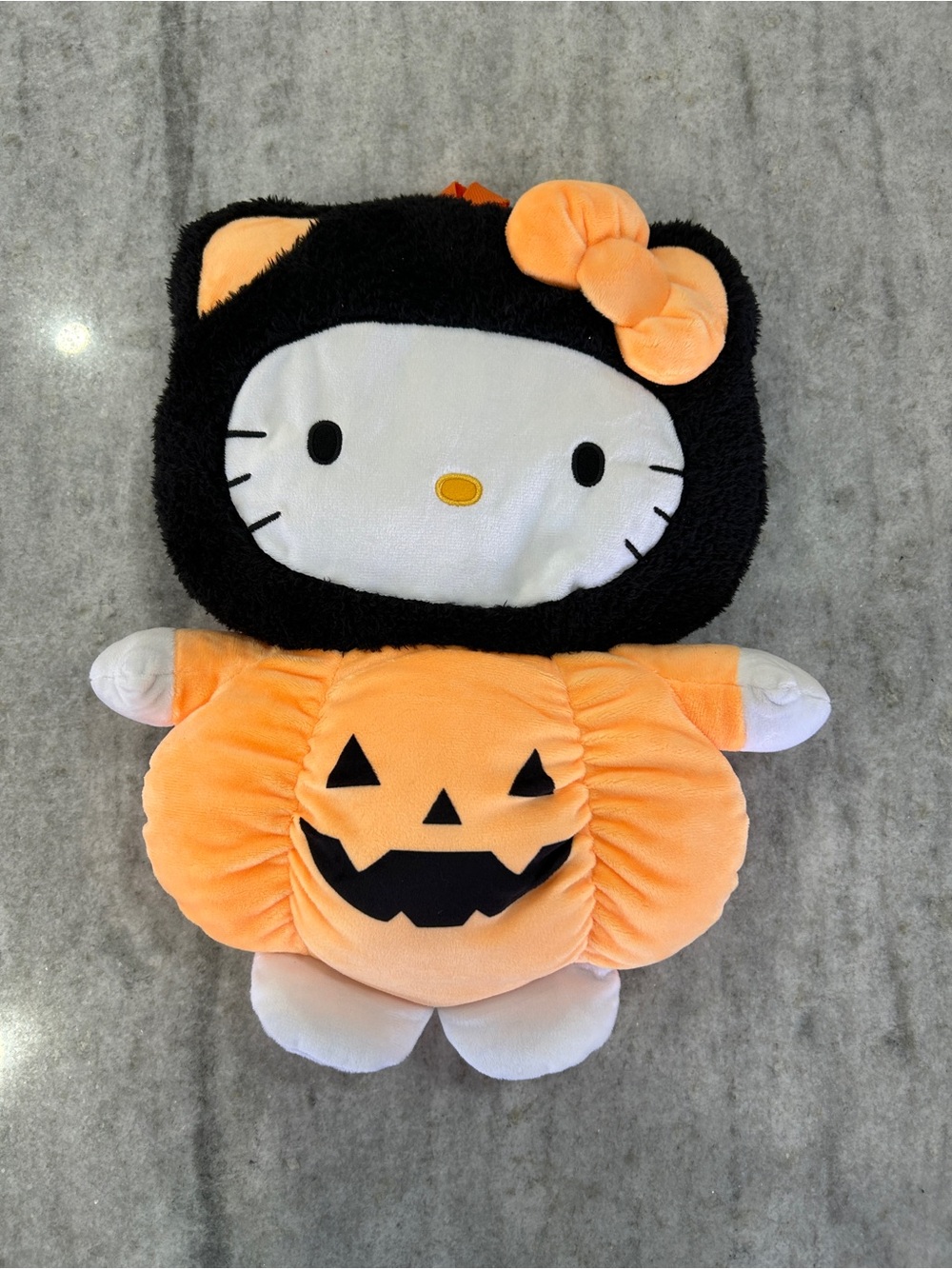 Sanrio Hello Kitty Black & Orange Pumpkin Plush Backpack
